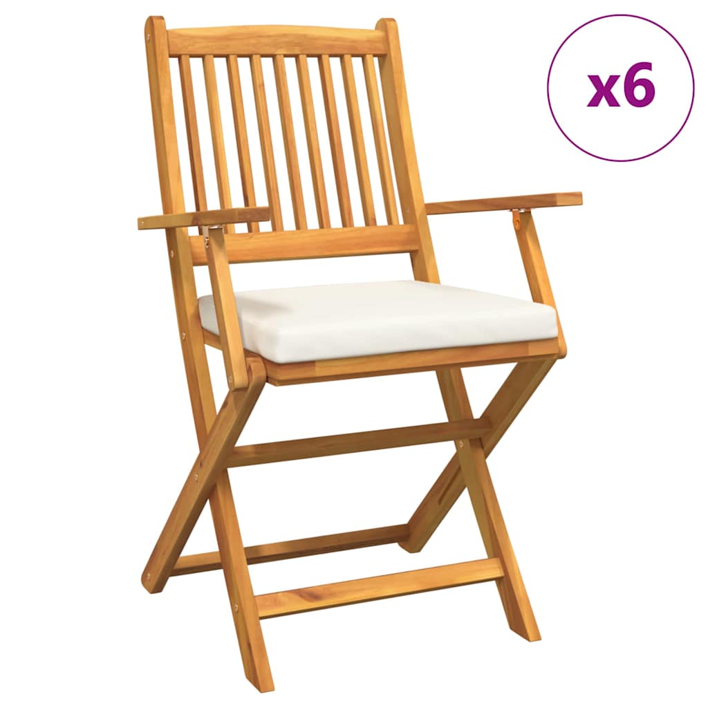 Πτυσσόμενη Καρέκλα με μαξιλάρι 6 pcs Λευκό 49 x 57.5 x 92εκ