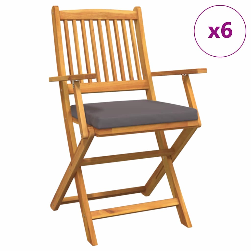 Πτυσσόμενη Καρέκλα με μαξιλάρι 6 pcs Γκρι 49 x 57.5 x 92εκ