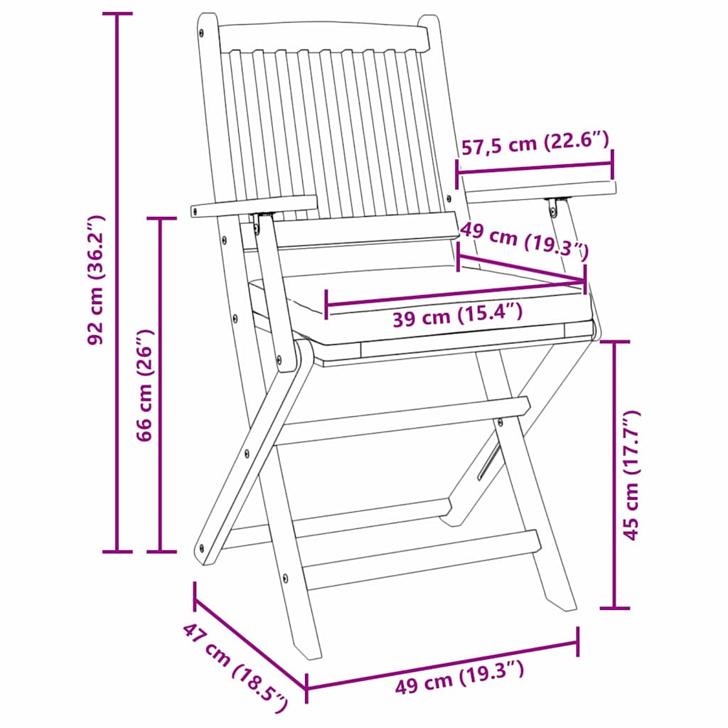Πτυσσόμενη Καρέκλα με μαξιλάρι 6 pcs Γκρι 49 x 57.5 x 92εκ