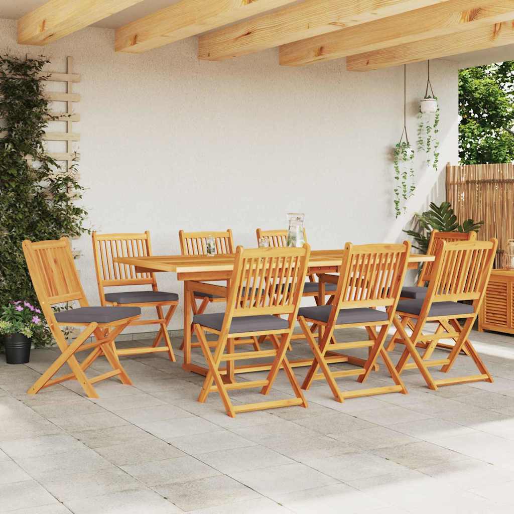 Πτυσσόμενη Καρέκλα με μαξιλάρι 8 pcs Γκρι 49 x 57.5 x 92εκ