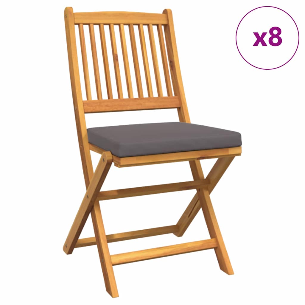 Πτυσσόμενη Καρέκλα με μαξιλάρι 8 pcs Γκρι 49 x 57.5 x 92εκ