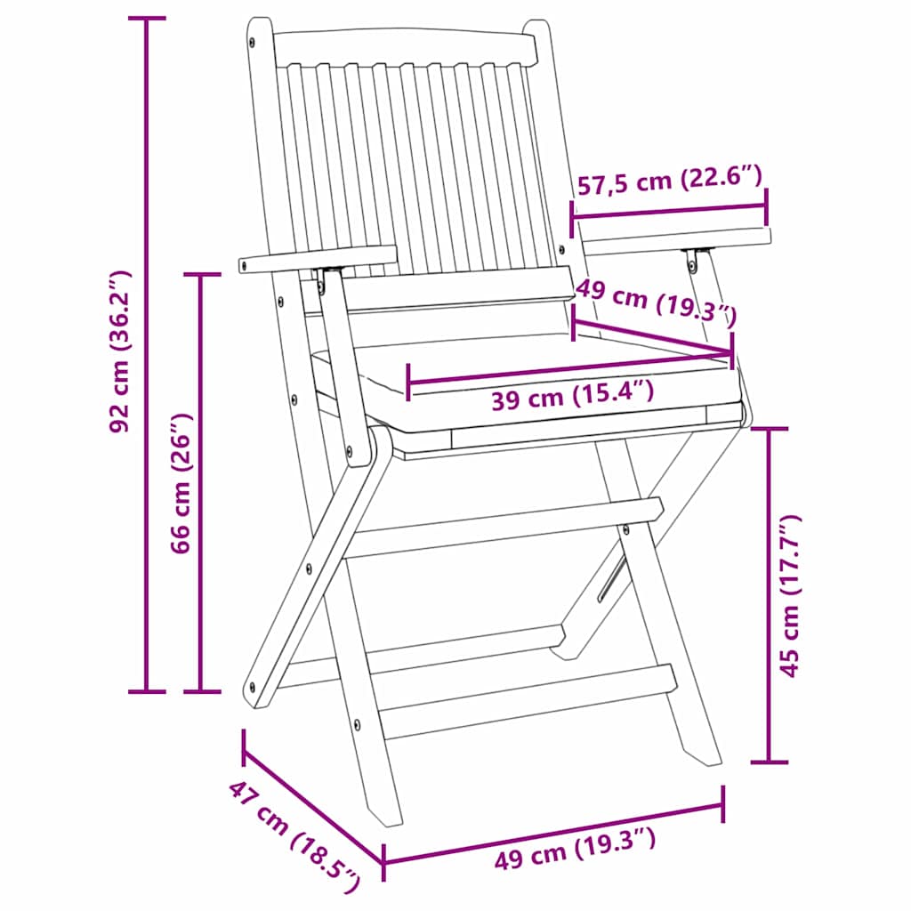 Πτυσσόμενη Καρέκλα με μαξιλάρι 8 pcs Λευκό 49 x 57.5 x 92εκ