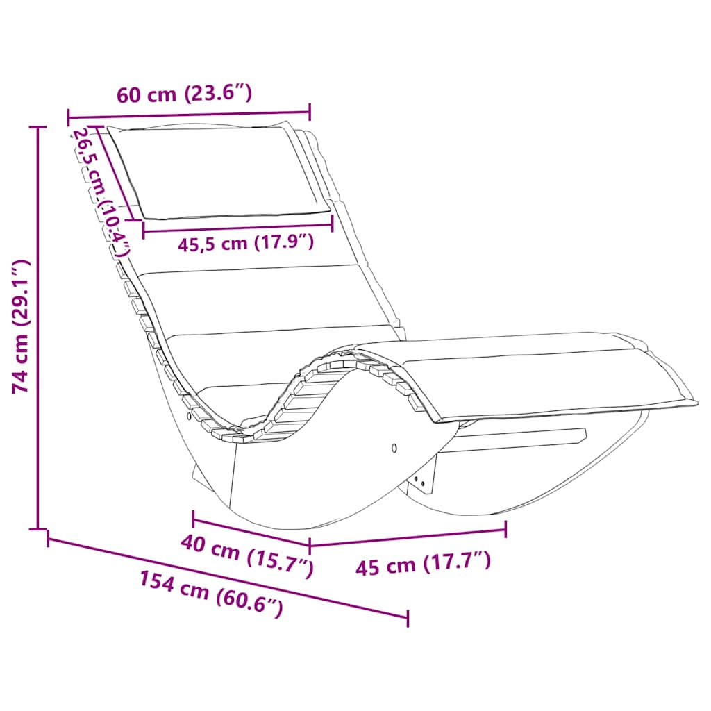 Ξαπλώστρα με μαξιλάρι 2-πρόσωπο 2 pcs Καφέ Στερεό Ξύλο Ακακίας - Pakobazaar