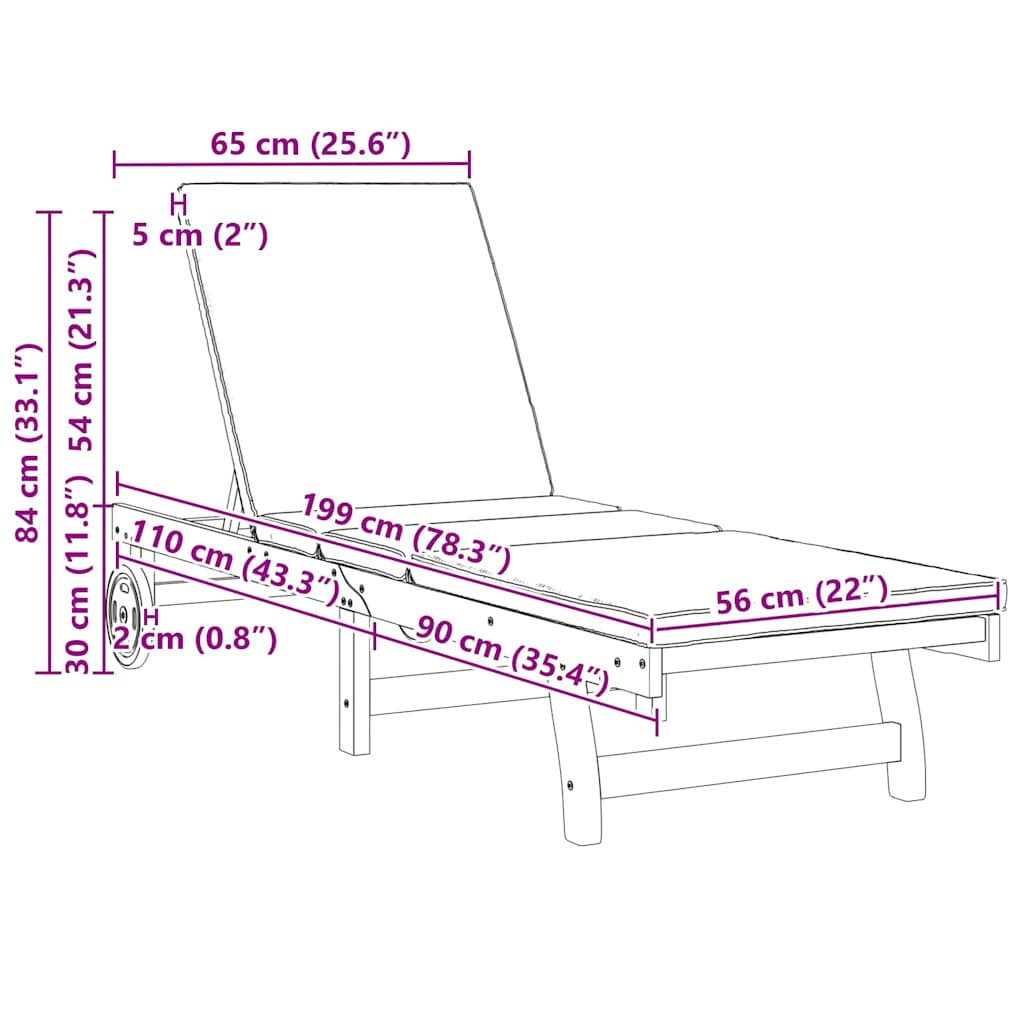 Ξαπλώστρα 2-πρόσωπο 2 pcs Καφέ Στερεό Ξύλο Ακακίας