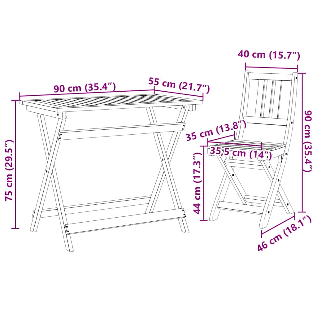 Σετ Μπιστρό Κήπου 5 pcs Καφέ Στερεό Ξύλο Ακακίας