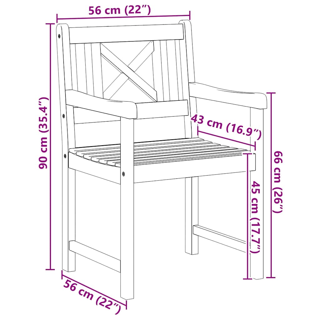Εξωτερικός πάγκος 6 pcs Φυσικό 56 x 55,5 x 90 εκ.