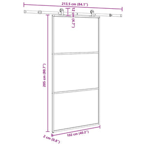Συρόμενη πόρτα με σετ υλικού 102x205 cm ESG Γυαλί&Αλουμίνιο - Pakobazaar