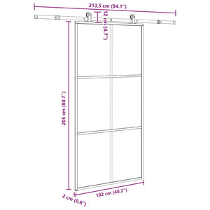 Συρόμενη πόρτα με σετ υλικού 102x205 cm ESG Γυαλί&Αλουμίνιο