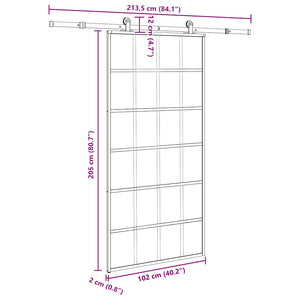 Συρόμενη πόρτα με σετ υλικού 102x205 cm ESG Γυαλί&Αλουμίνιο