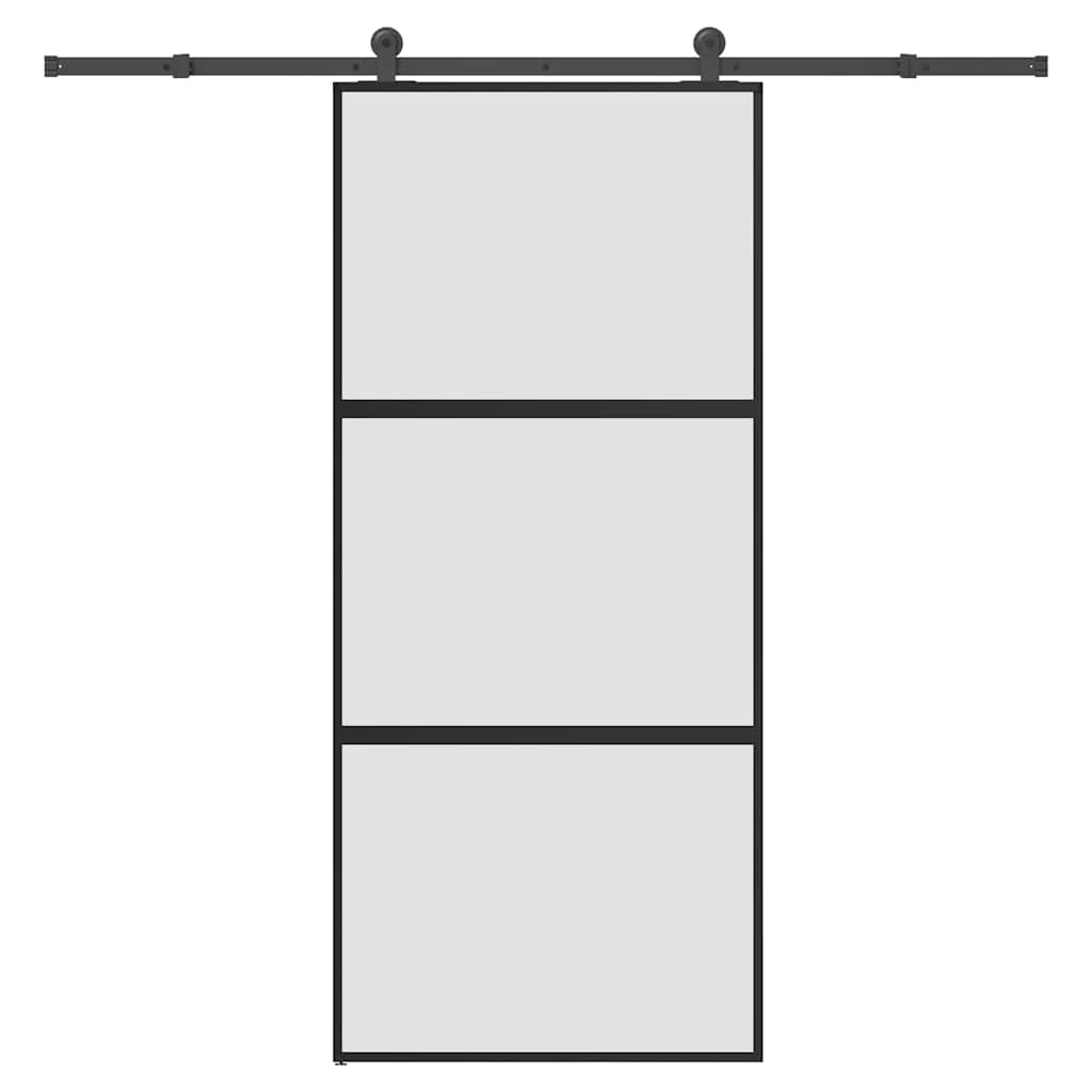 Συρόμενη πόρτα με σετ υλικού 90x205 cm από γυαλί&Αλουμίνιο - Pakobazaar