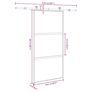 Συρόμενη πόρτα με σετ υλικού 102,5x205 cm από γυαλί&Αλουμίνιο