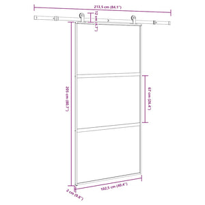 Συρόμενη πόρτα με σετ υλικού 102,5x205 cm από γυαλί&Αλουμίνιο