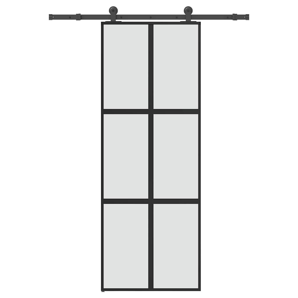 Συρόμενη πόρτα με σετ υλικού 76x205 cm από γυαλί&Αλουμίνιο