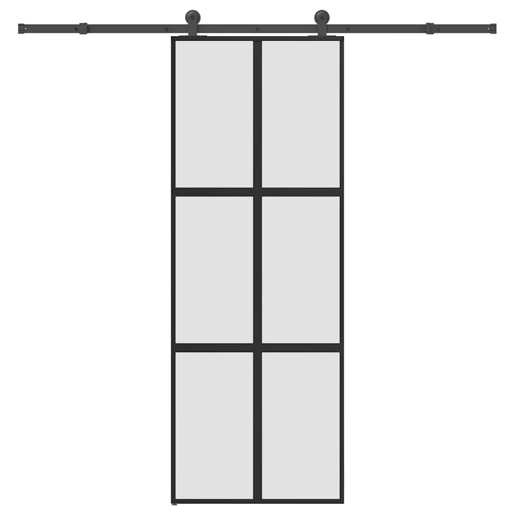 Συρόμενη πόρτα με σετ υλικού 76x205 cm από γυαλί&Αλουμίνιο