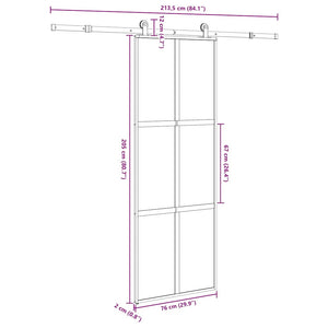 Συρόμενη πόρτα με σετ υλικού 76x205 cm από γυαλί&Αλουμίνιο