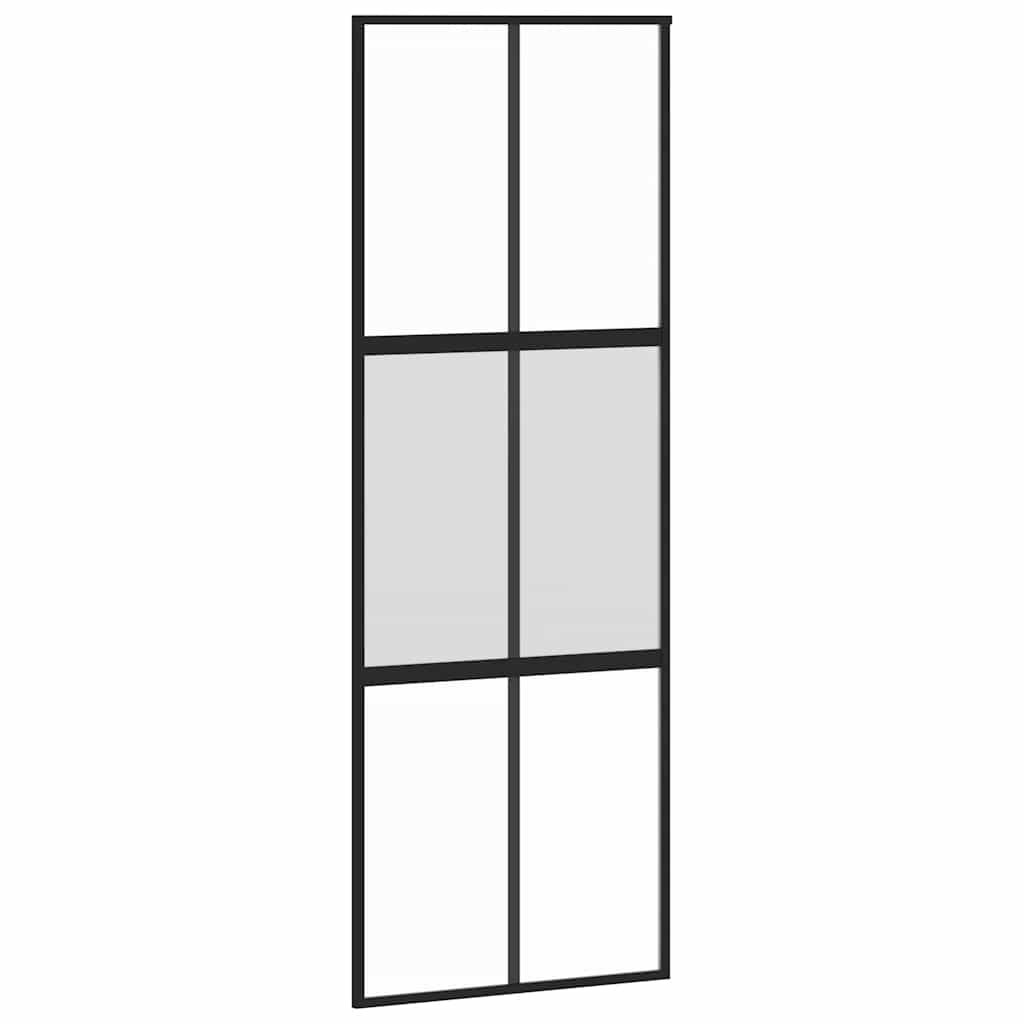 Συρόμενη πόρτα με σετ υλικού 76x205 cm από γυαλί&Αλουμίνιο - Pakobazaar