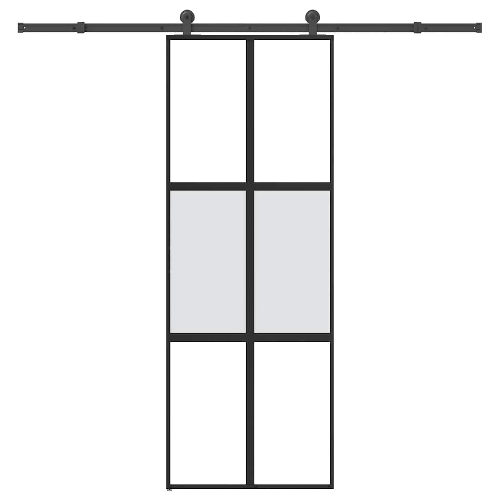 Συρόμενη πόρτα με σετ υλικού 76x205 cm από γυαλί&Αλουμίνιο