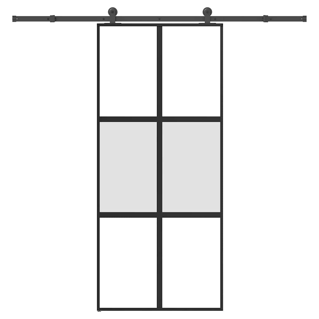 Συρόμενη πόρτα με σετ υλικού 90x205 cm από γυαλί&Αλουμίνιο