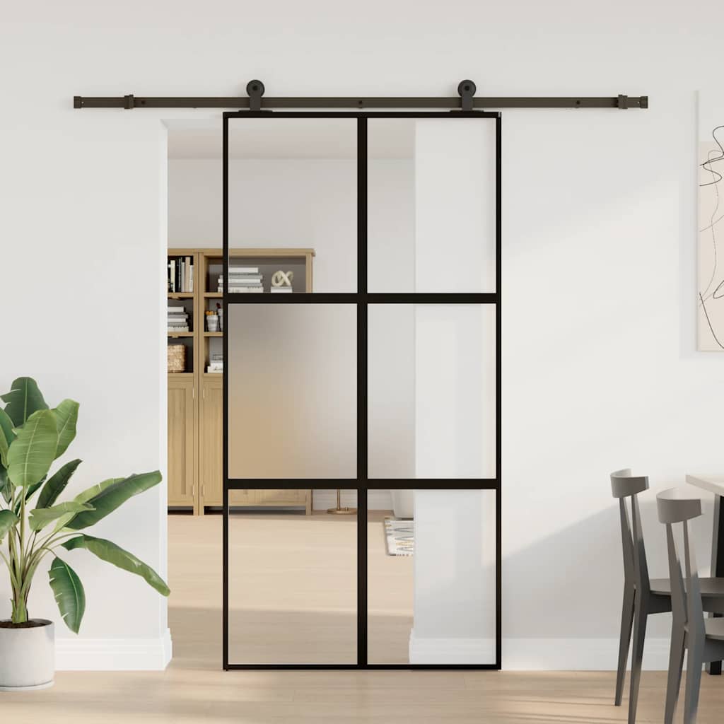 Συρόμενη πόρτα με σετ υλικού 102,5x205 cm από γυαλί&Αλουμίνιο - Pakobazaar