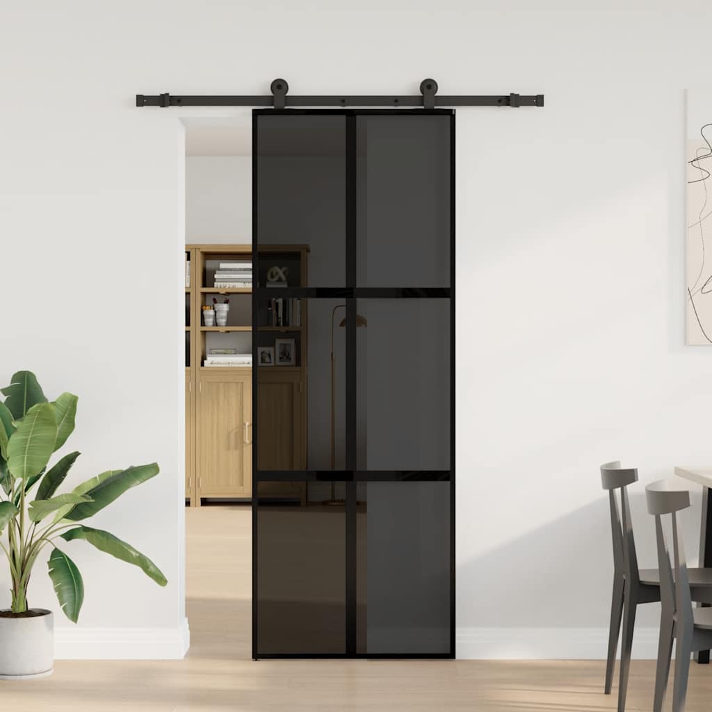 Συρόμενη πόρτα με σετ υλικού 76x205 cm από γυαλί&Αλουμίνιο