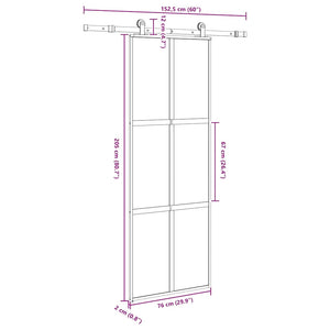 Συρόμενη πόρτα με σετ υλικού 76x205 cm από γυαλί&Αλουμίνιο