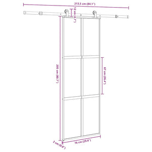 Συρόμενη πόρτα με σετ υλικού 76x205 cm από γυαλί&Αλουμίνιο