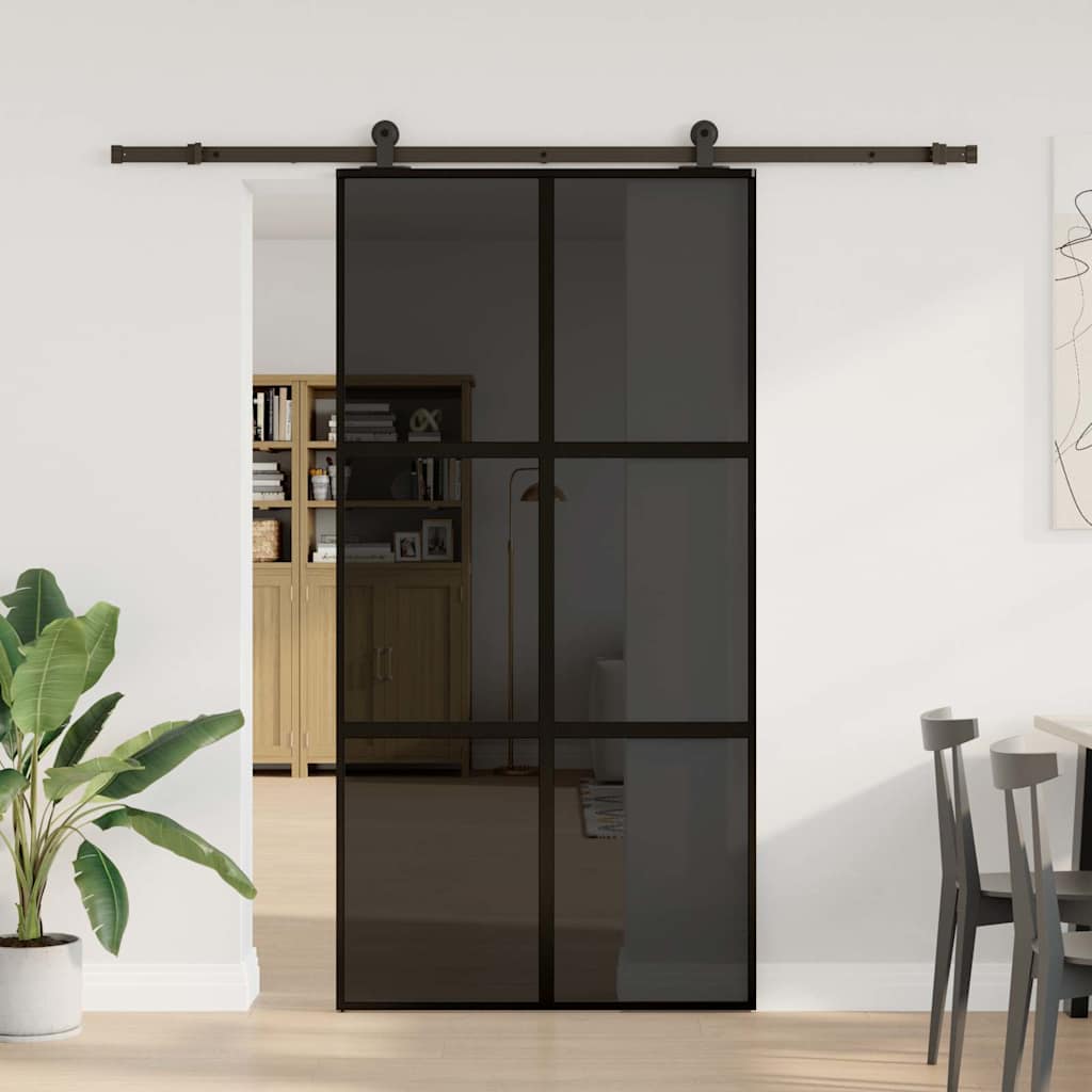 Συρόμενη πόρτα με σετ υλικού 102,5x205 cm από γυαλί&Αλουμίνιο
