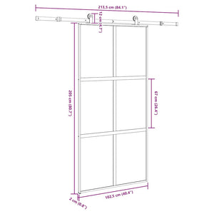 Συρόμενη πόρτα με σετ υλικού 102,5x205 cm από γυαλί&Αλουμίνιο