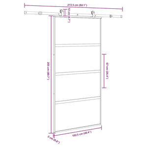 Συρόμενη πόρτα με σετ υλικού 102,5x205 cm από γυαλί&Αλουμίνιο