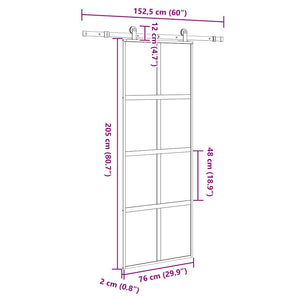 Συρόμενη πόρτα με σετ υλικού 76x205 cm από γυαλί&Αλουμίνιο - Pakobazaar