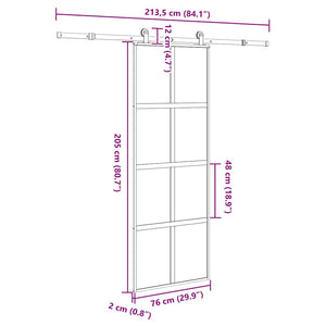 Συρόμενη πόρτα με σετ υλικού 76x205 cm από γυαλί&Αλουμίνιο - Pakobazaar