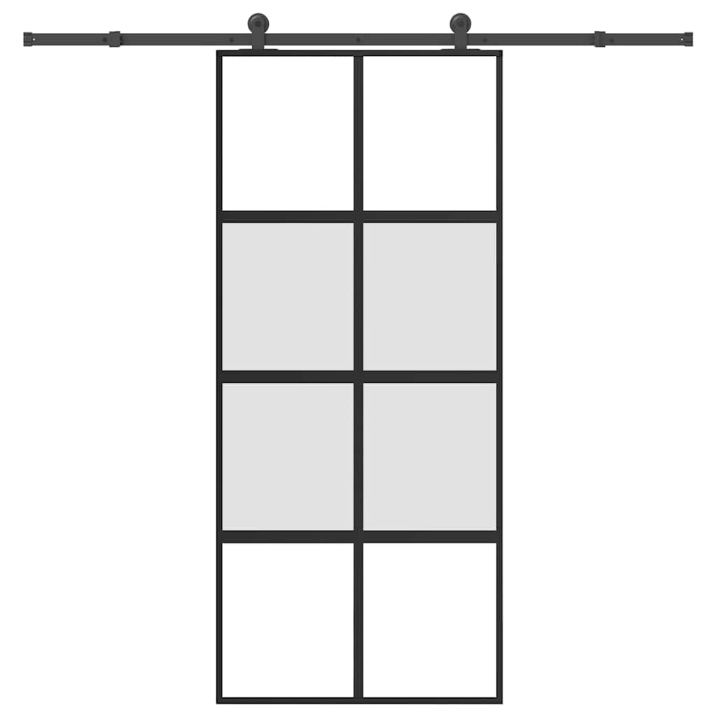 Συρόμενη πόρτα με σετ υλικού 90x205 cm από γυαλί και αλουμίνιο - Pakobazaar