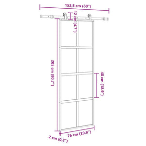 Συρόμενη πόρτα με σετ υλικού 76x205 cm από γυαλί&Αλουμίνιο