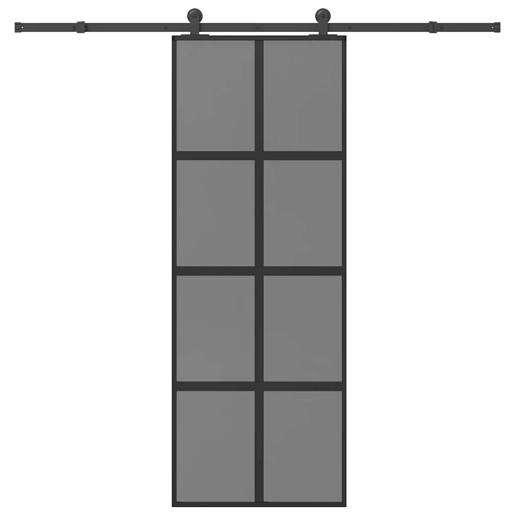 Συρόμενη πόρτα με σετ υλικού 76x205 cm από γυαλί&Αλουμίνιο