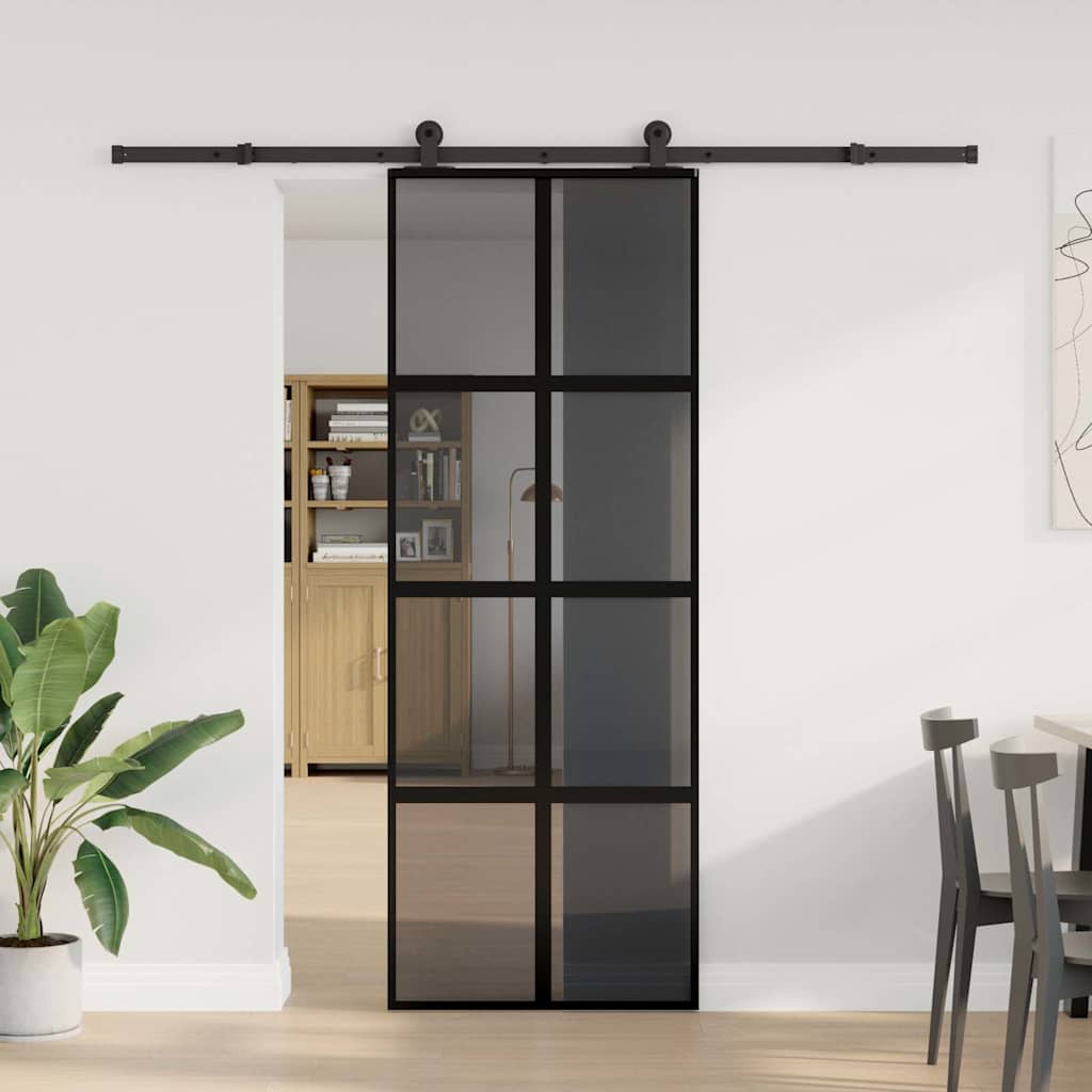 Συρόμενη πόρτα με σετ υλικού 76x205 cm από γυαλί&Αλουμίνιο