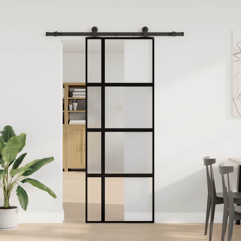 Συρόμενη πόρτα με σετ υλικού 76x205 cm από γυαλί&Αλουμίνιο - Pakobazaar