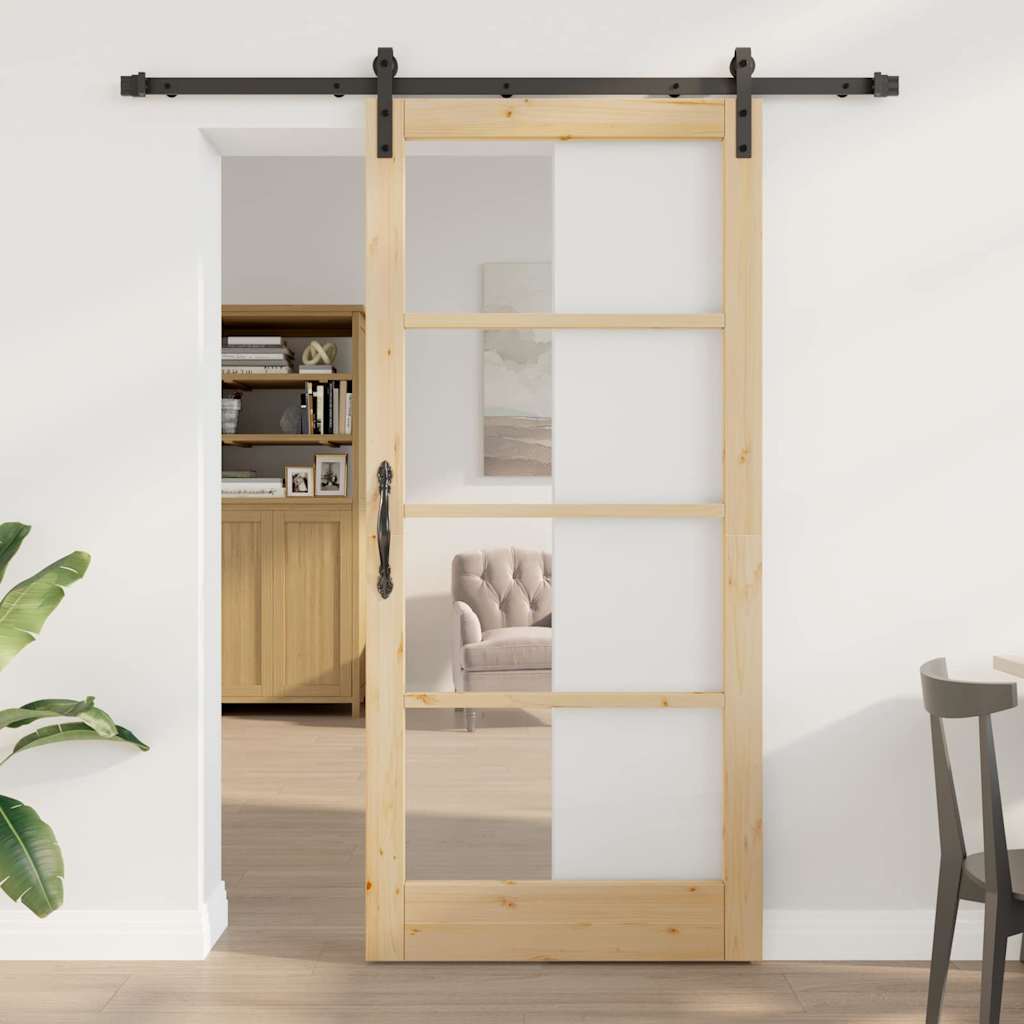 Συρόμενη Πόρτα ORKDAL Φυσικό και Μαύρο 93 x 202 cm - Pakobazaar