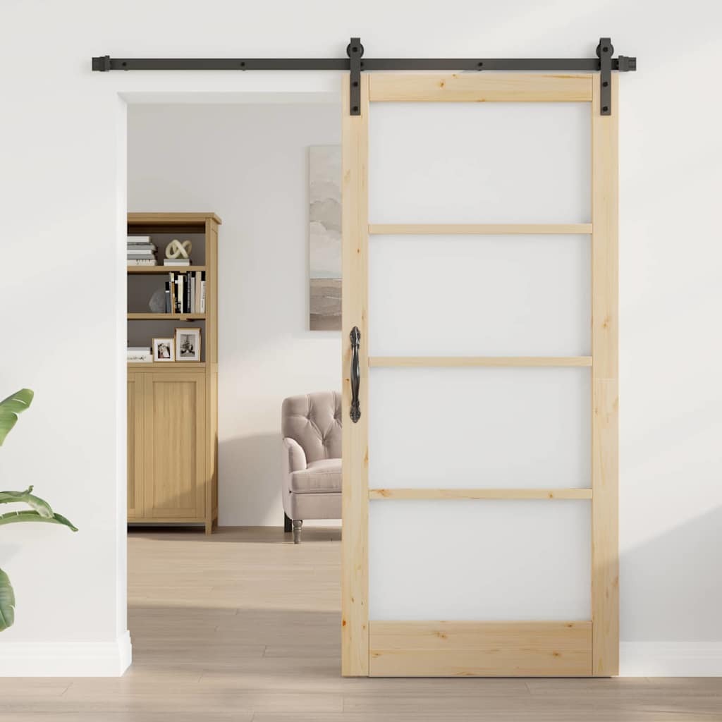 Συρόμενη Πόρτα ORKDAL Φυσικό και Μαύρο 93 x 202 cm - Pakobazaar