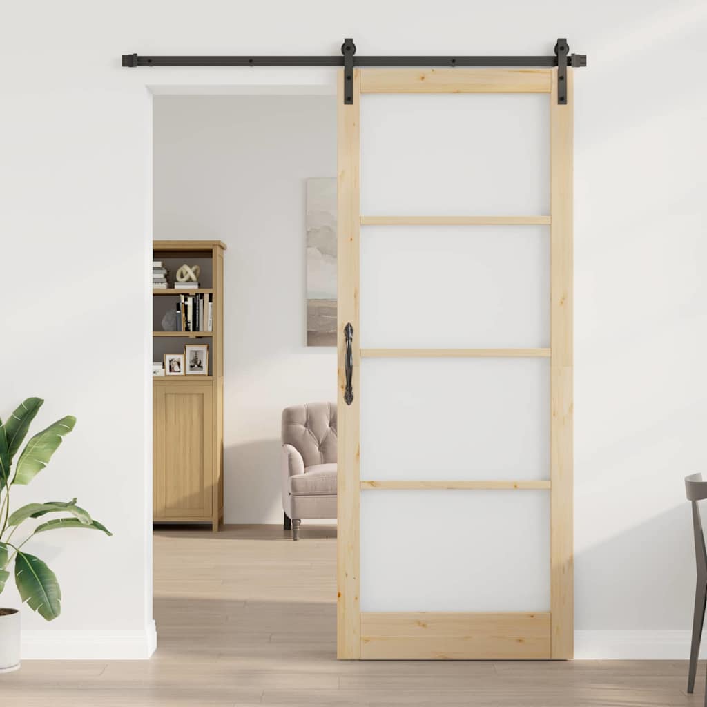 Συρόμενη Πόρτα ORKDAL Φυσικό και Μαύρο 93 x 232 εκ. - Pakobazaar