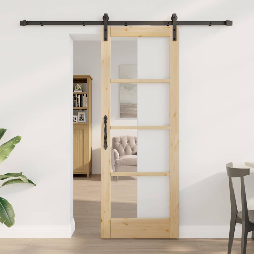 Συρόμενη Πόρτα ORKDAL Φυσικό και Μαύρο 73,5 x 198,5 εκ. - Pakobazaar