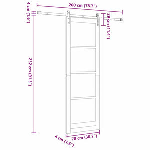 Συρόμενη Πόρτα ORKDAL Φυσικό και Μαύρο 78 x 232 cm - Pakobazaar