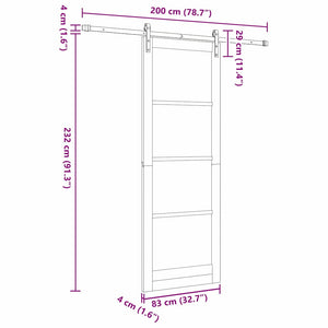 Συρόμενη Πόρτα ORKDAL Λευκό και Μαύρο 83 x 232 εκ. - Pakobazaar
