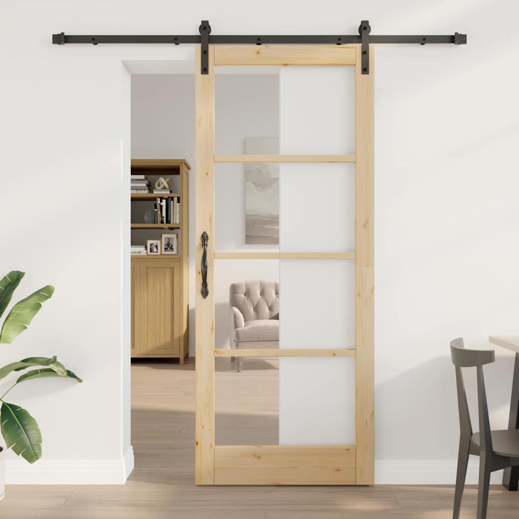 Συρόμενη Πόρτα ORKDAL Φυσικό και Μαύρο 86 x 211 cm - Pakobazaar