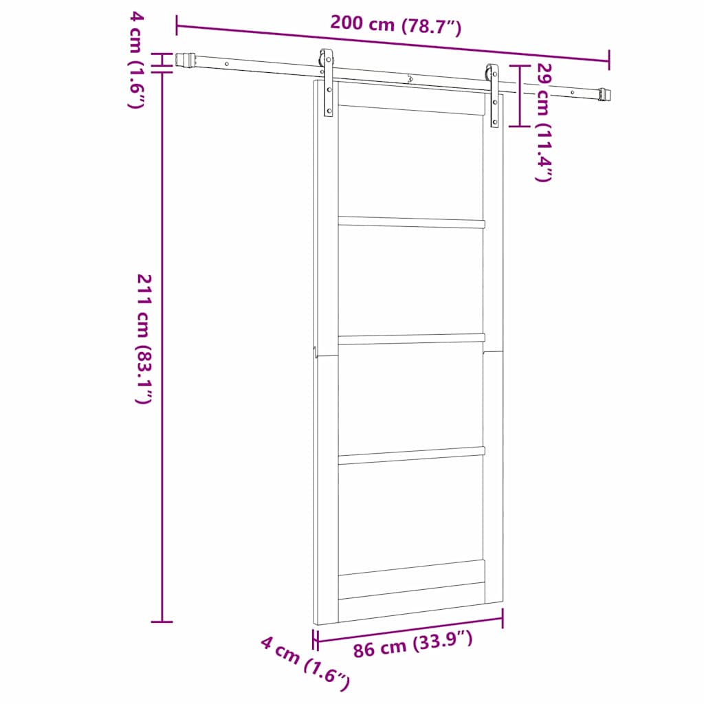 Συρόμενη Πόρτα ORKDAL Φυσικό και Μαύρο 86 x 211 cm - Pakobazaar