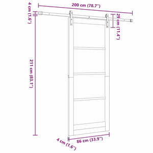 Συρόμενη Πόρτα ORKDAL Φυσικό και Μαύρο 86 x 211 cm - Pakobazaar