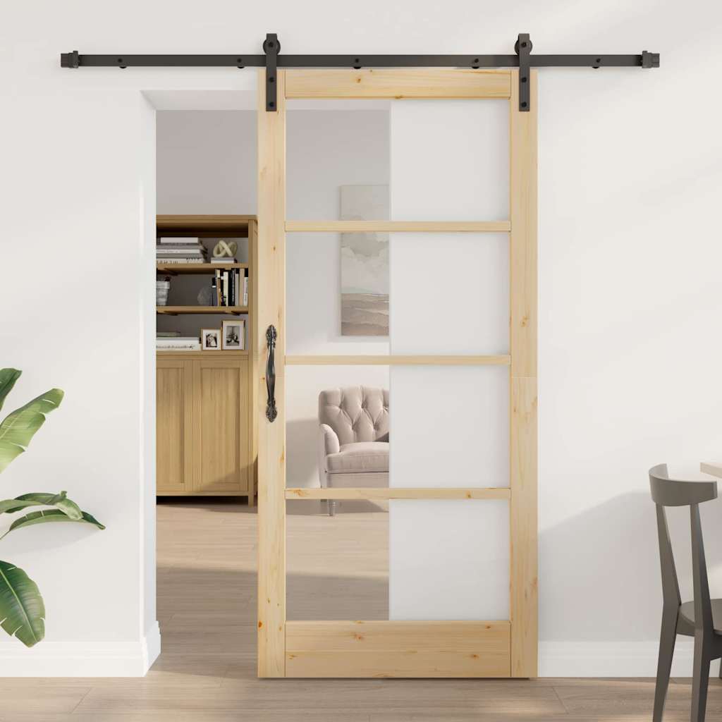 Συρόμενη Πόρτα ORKDAL Φυσικό και Μαύρο 93 x 202 cm - Pakobazaar