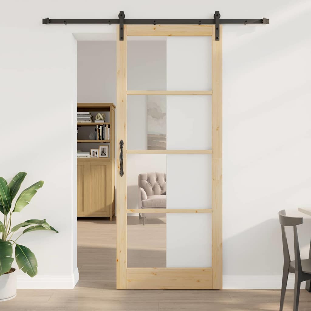 Συρόμενη Πόρτα ORKDAL Φυσικό και Μαύρο 93 x 232 εκ. - Pakobazaar