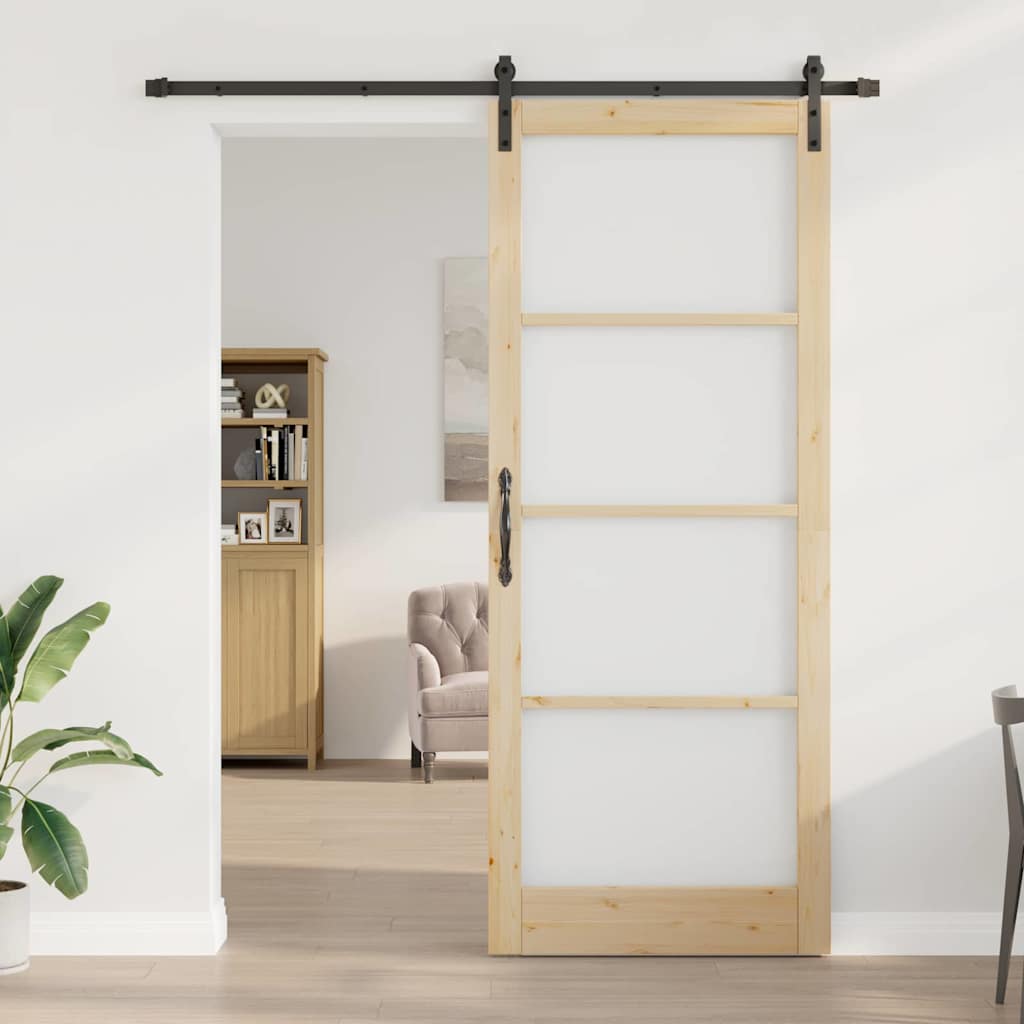 Συρόμενη Πόρτα ORKDAL Φυσικό και Μαύρο 93 x 232 εκ. - Pakobazaar