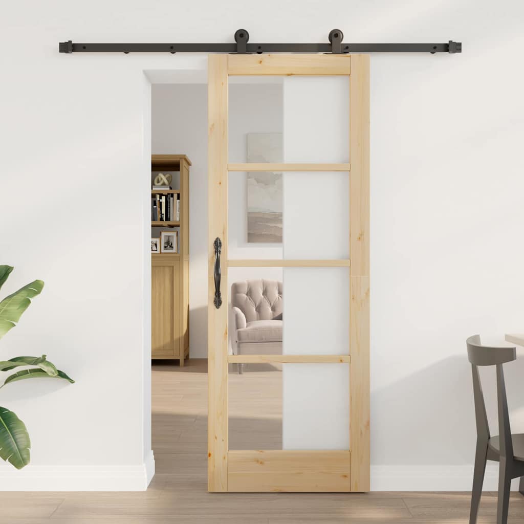 Συρόμενη Πόρτα ORKDAL Φυσικό και Μαύρο 73,5 x 198,5 εκ. - Pakobazaar