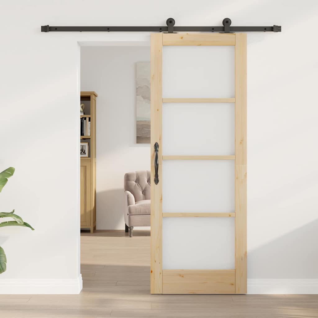 Συρόμενη Πόρτα ORKDAL Φυσικό και Μαύρο 73,5 x 198,5 εκ. - Pakobazaar